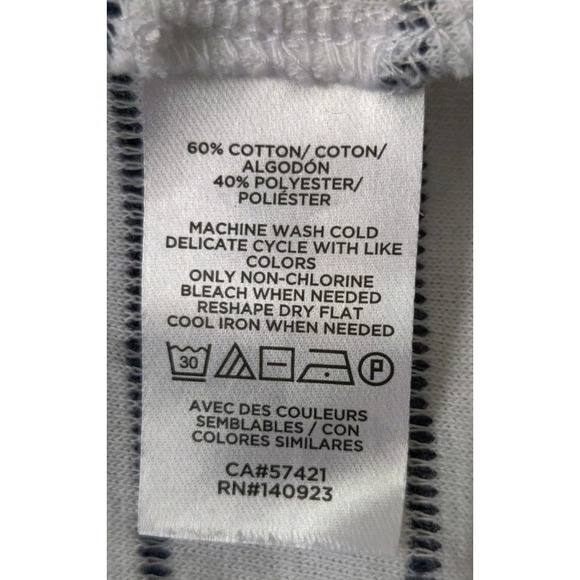 Loft Women's Short Sleeve White Top with Navy Stripes Puff Sleeves Size Small - Picture 4 of 4